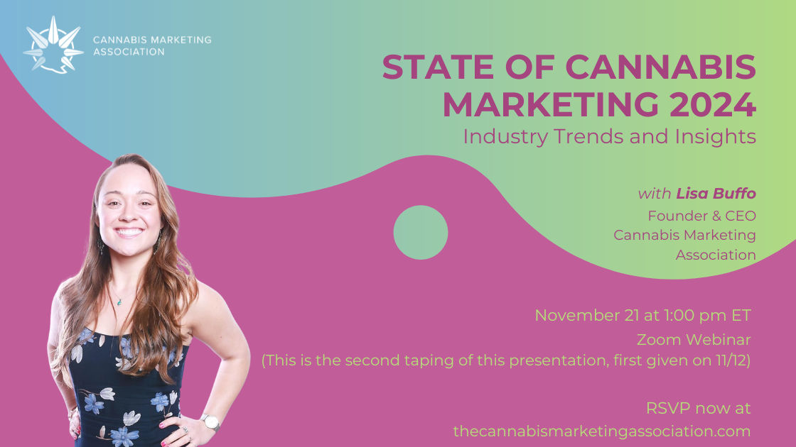 pink and green background with image of the speaker describing the details of the event in contrasting colors
